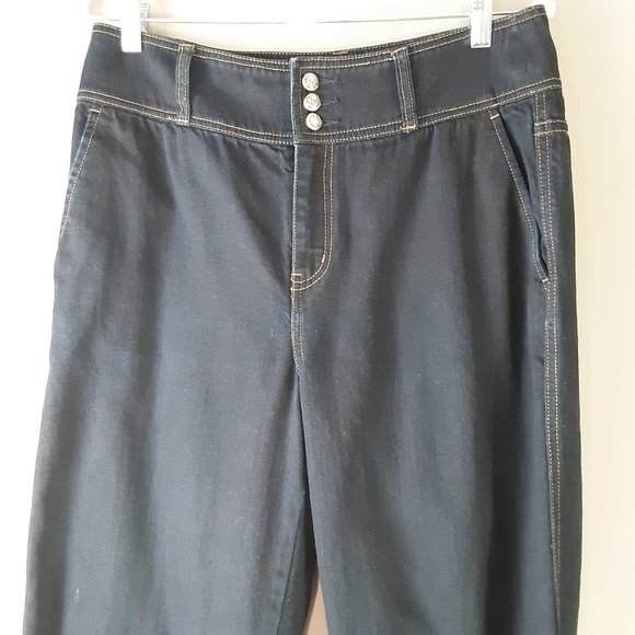 Ralph Lauren Women's High Rise, Dark Wash, Wide Leg Jeans Size 10 - Picture 2 of 14